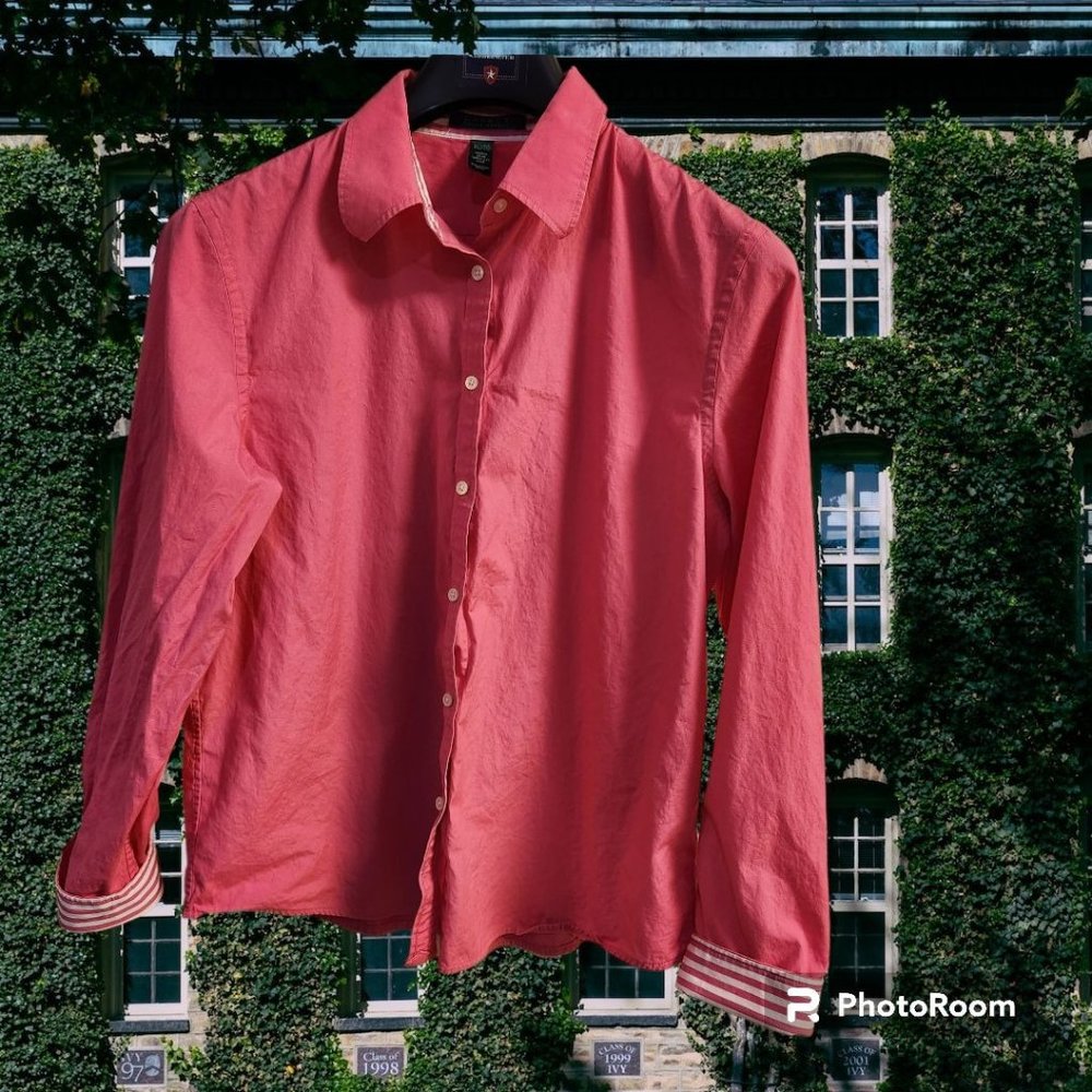 Lauren Ralph Lauren LS Turn Up Cuffs Button Down Shirt Size XL Pink Cotton EUC